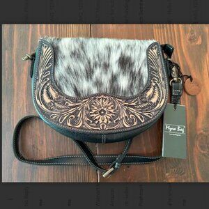 Myra NWT Western Ranch Crossbody Bag Rio Swoop Bottom Hand-Tooled Leather NEW